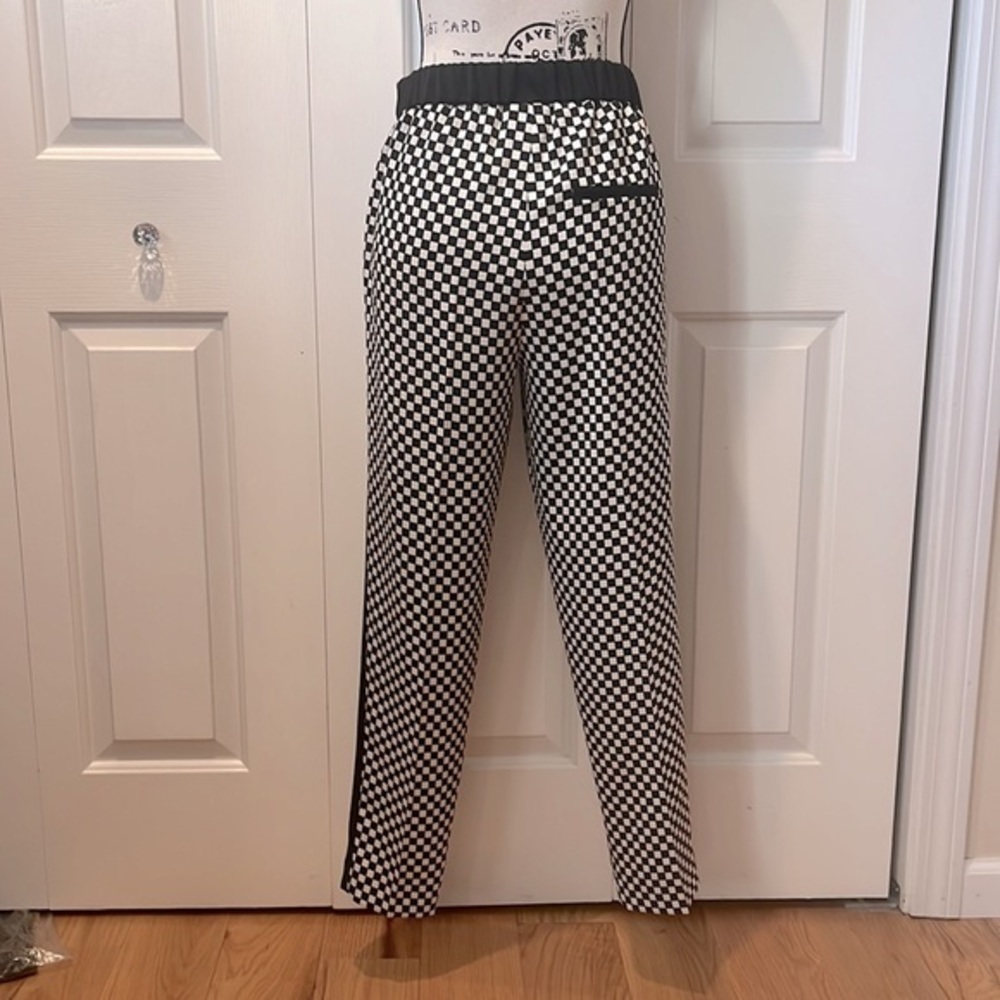 MARELLA Art. 365 Monochrome collection tuxedo stripe check pants Sz 2 - Picture 3 of 8